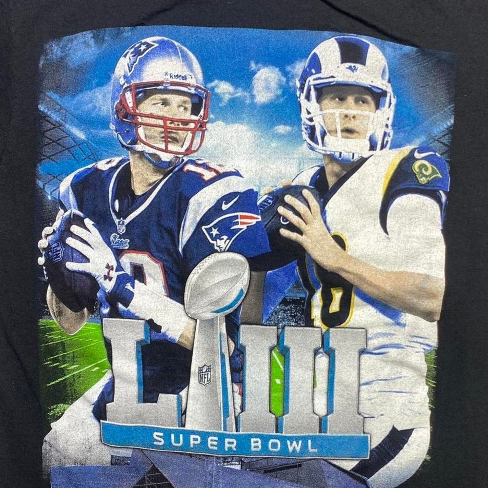 2019 Super Bowl New England Patriots vs LA Rams - Brady Goff shirt SMALL
